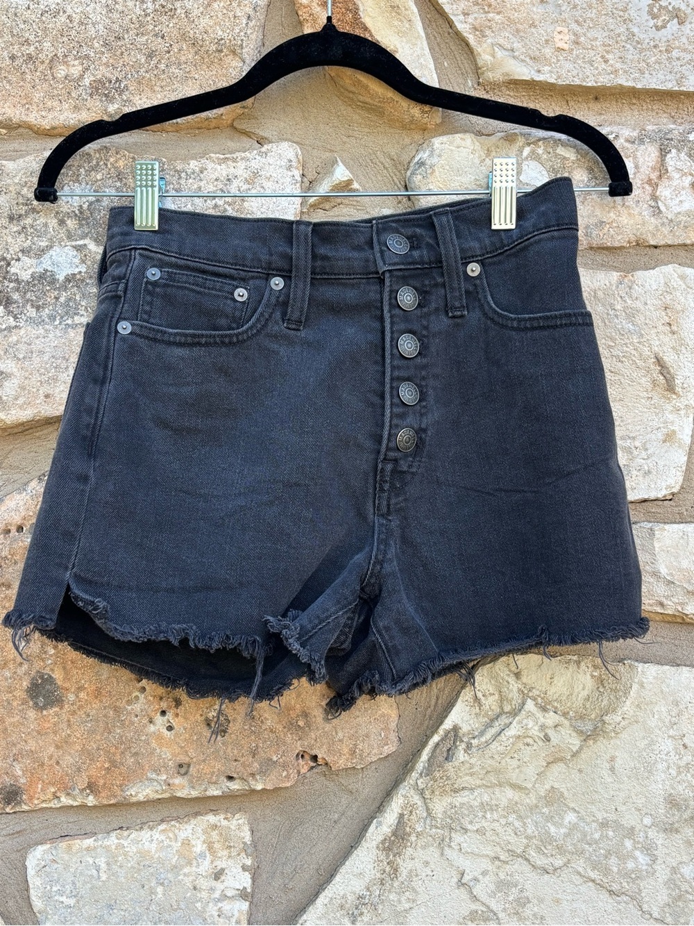 Madewell High-Rise Button-Through Denim Boy Shorts size 24